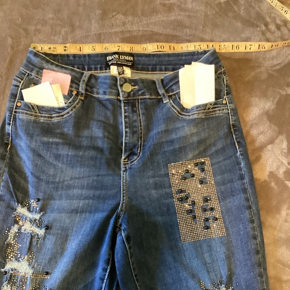 Frank Lyman blue jeans with bead embellishments, size large - Picture 9 of 9